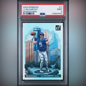 2024 Donruss JJ McCarthy Downtown PSA 9  
Minnesota Vikings